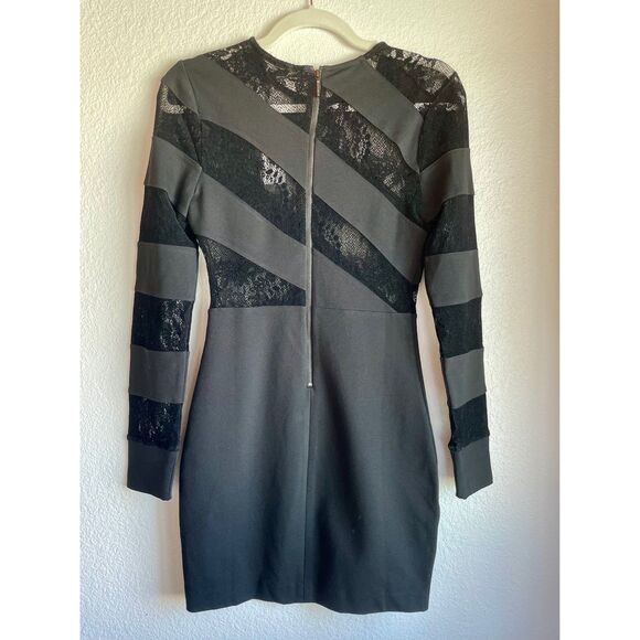 NWT Guess Frederikke Spliced Long Sleeve Dress w Peekaboo Lace in Black Size S - Picture 9 of 15